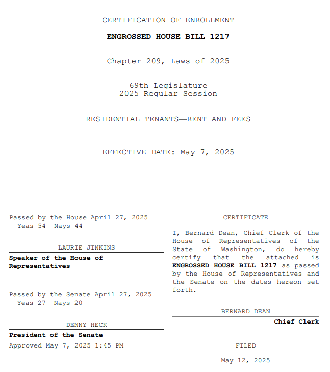Summary of Washington State House Bill 1217